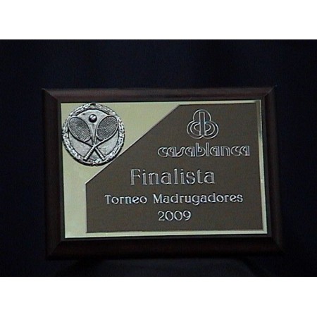 Placa conmemorativa metalizada soporte de madera tamaño MEGA - Incluye  grabado láser